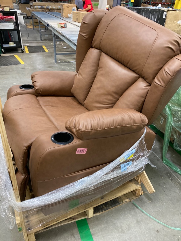 Photo 3 of ***NOT FUNCTIONAL, CONTROL PANEL BROKEN***Best Choice Products PU Leather Electric Power Lift Chair, Recliner Massage Chair, Adjustable Furniture for Back, Legs w/ 3 Positions, USB Port, Heat, Cupholders, Easy-to-Reach Side Button - Cognac