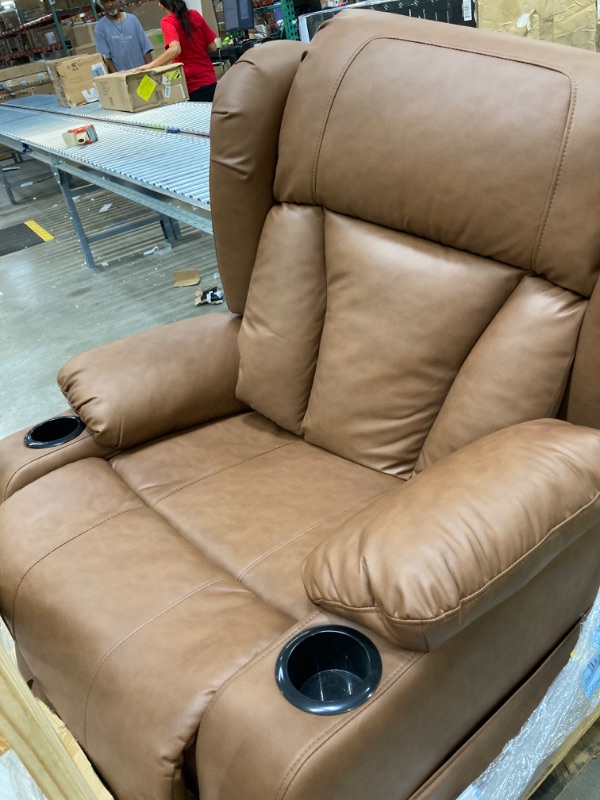 Photo 2 of ***NOT FUNCTIONAL, CONTROL PANEL BROKEN***Best Choice Products PU Leather Electric Power Lift Chair, Recliner Massage Chair, Adjustable Furniture for Back, Legs w/ 3 Positions, USB Port, Heat, Cupholders, Easy-to-Reach Side Button - Cognac