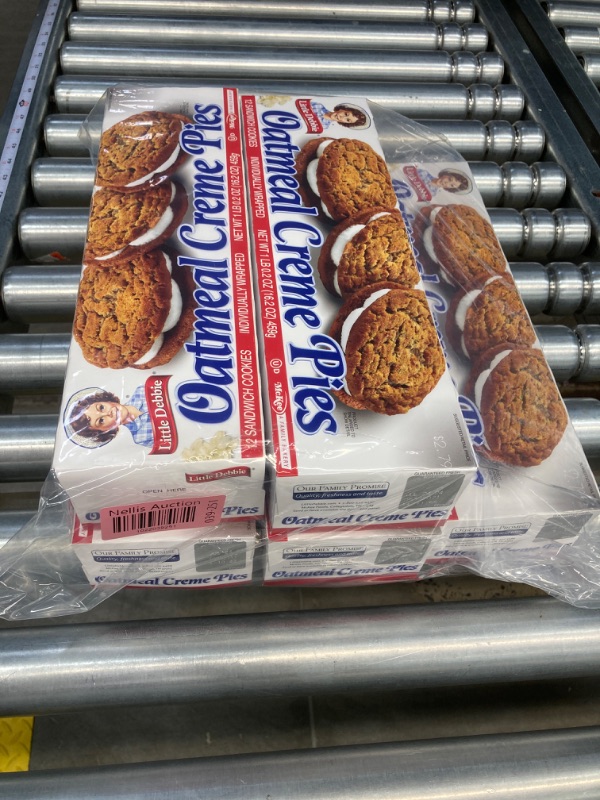 Photo 2 of **5 Pack, Expired July 24, 2024** Little Debbie Oatmeal Crème Pies, 12 Individually Wrapped Sandwich Cookies, 16.2 OZ Box