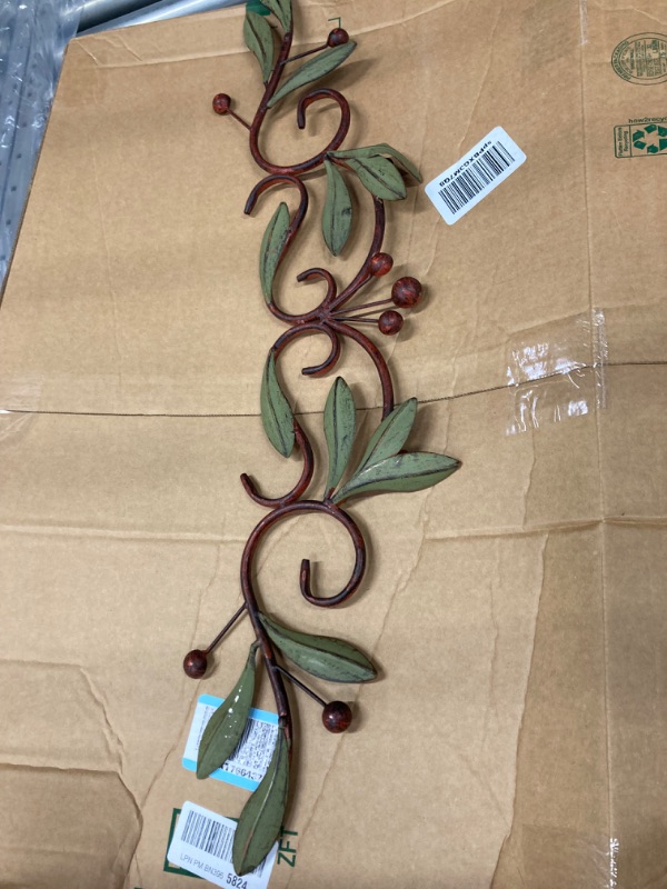 Photo 1 of 31 inch Wide Leaf and Berry Metal Wall Decor 31 x 6