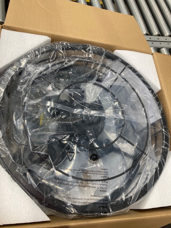 Photo 1 of LEDIARY 16.5 inch Black Caged Ceiling Fan with Light, Bladeless Industrial Ceiling Fan with Remote, Farmhouse Fan Lights Ceiling Fixtures for Kitchen, Bedroom?6 Speed, Timing?-Black