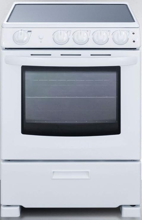 Photo 1 of Summit REX2421WRT 24 Electric Range with 4 Elements Ceramic Glass Cooktop 2.9 cu. ft. Oven Capacity Storage Drawer Adjustable Racks ADA Compliant in White