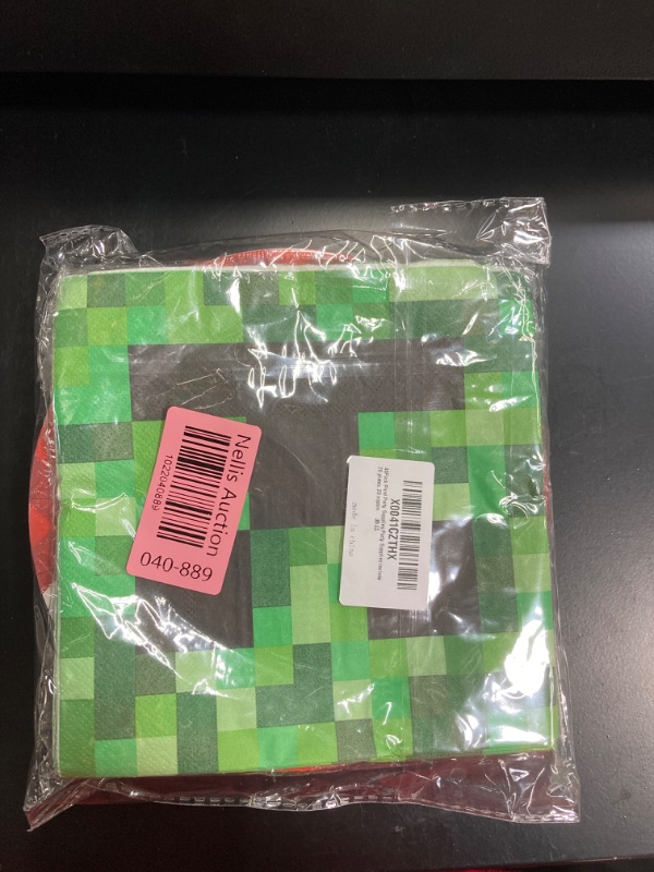 Photo 2 of (MINECRAFT) 40Pack Pixel Party Supplies Party Supplies include 20 plates, 20 napkin for the Pixel Miner Party Supplies Pixel birthday party Decoration