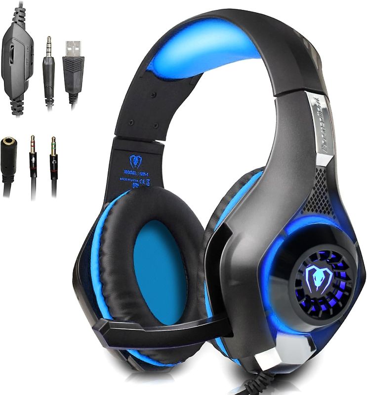 Photo 1 of ***STOCK PHOTO IS ONLY FOR REFERENCE. Beexcellent Gaming Headset with Mic for New Xbox One, PS4, PC - Surround Sound, Noise Reduction Game Earphone - Easy Volume Control & LED Lighting - 3.5MM Jack for Smart Phone, Laptops, Computer (CAMO GREEN) FACTORY S