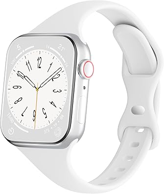 Photo 1 of ***STOCK PHOTO IS ONLY FOR REFERENCE. 42mm/44mm/45mm/49mm, Thin Soft Narrow Replacement Strap Wristband for apple watch. (white)