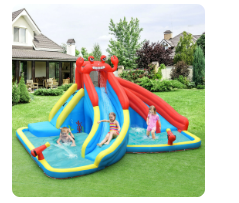 Photo 1 of 
Costway Inflatable Water Slide Crab Dual Slide Bounce House Splash Pool with 950W Blower