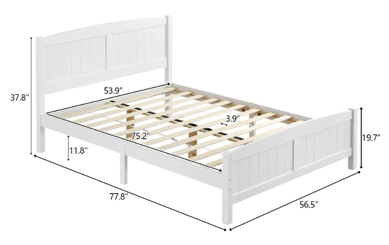 Photo 1 of ***NEW, FACTORY SEALED. (A LITTLE DIRTY INSIDE THE BOX)

Full Bed Frame,Solid Pine Wood Kids Twin Platform Bed Frame, Bedroom Full Bed with Headboard for Adults, White
