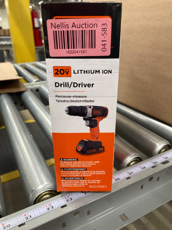 Photo 2 of Black & Decker BCD702C1AEV 20V Max Brushed Lithium-Ion Cordless Drill Driver Kit (1.5 Ah)