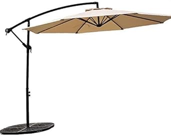 Photo 1 of FLAME&SHADE 10 ft Cantilever Offset Outdoor Patio Umbrella with Cross Base Stand