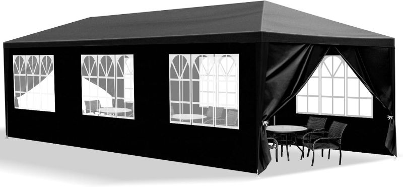 Photo 1 of  Black Party Tent Outdoor Canopy Tent Wedding Event Tent Waterproof Heavy Duty Patio Gazebo Tents for Parties with 8 Removable Sidewalls Perfect for Holiday Birthday Graduation BBQ