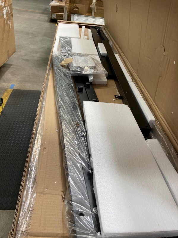 Photo 1 of Full Size Bed Frame with Upholstered Storage Headboard & Charging Station, Platform Full beds Frame w/Heavy Duty Metal Slats, No Box Spring Needed, Noise Free, Easy Assembly