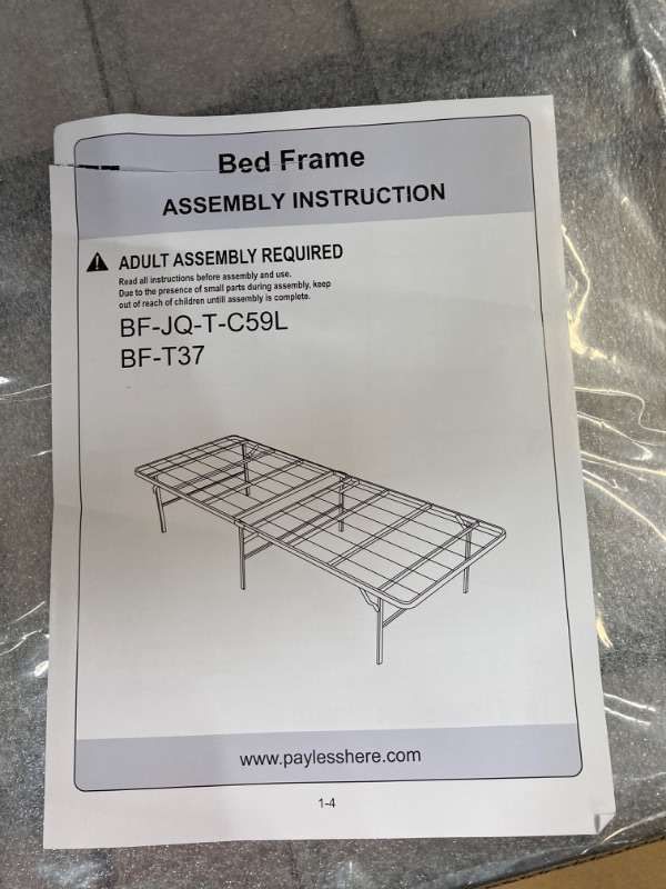 Photo 3 of *UNKNOWN WHAT BED SIZE* Bed Frame, Foldable Metal Platform Bed Frame Mattress Foundation Box Spring Replacement Heavy Duty Steel Slat Classic Metal for Home, Office, 14 Inch High, Black