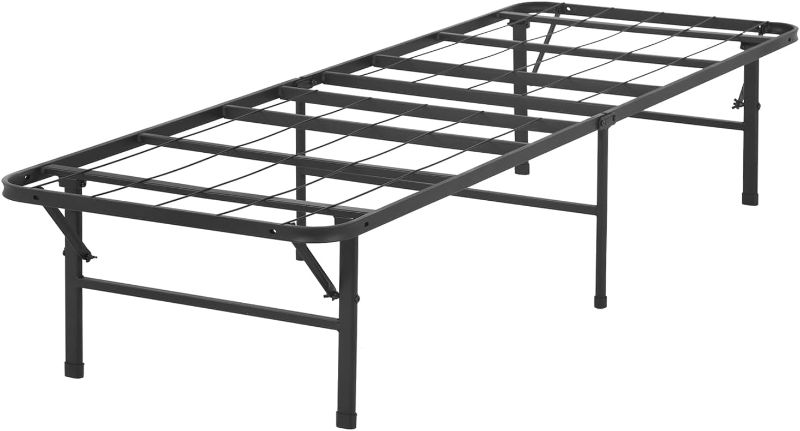 Photo 1 of *UNKNOWN WHAT BED SIZE* Bed Frame, Foldable Metal Platform Bed Frame Mattress Foundation Box Spring Replacement Heavy Duty Steel Slat Classic Metal for Home, Office, 14 Inch High, Black