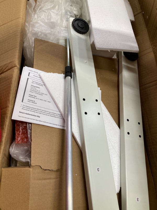 Photo 1 of Electric Standing Desk, Adjustable Height Stand up Desk, 63x24 Inches Sit Stand Home Office Desk with Splice Board, White Frame/Nature Top Nature 63