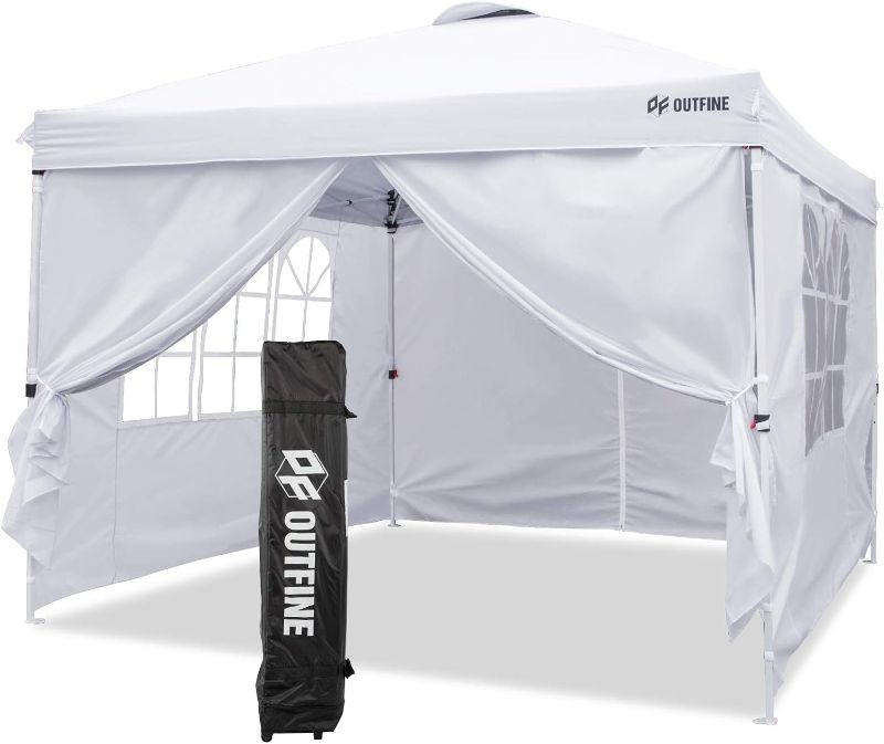 Photo 1 of 10x10 Pop Up Canopy Tent with 4 Removable Sidewalls and Windows, Ez Pop Up Outdoor Canopy, Adjustable Commercial Tent with Roller Bag, 4 Sandbags Grey