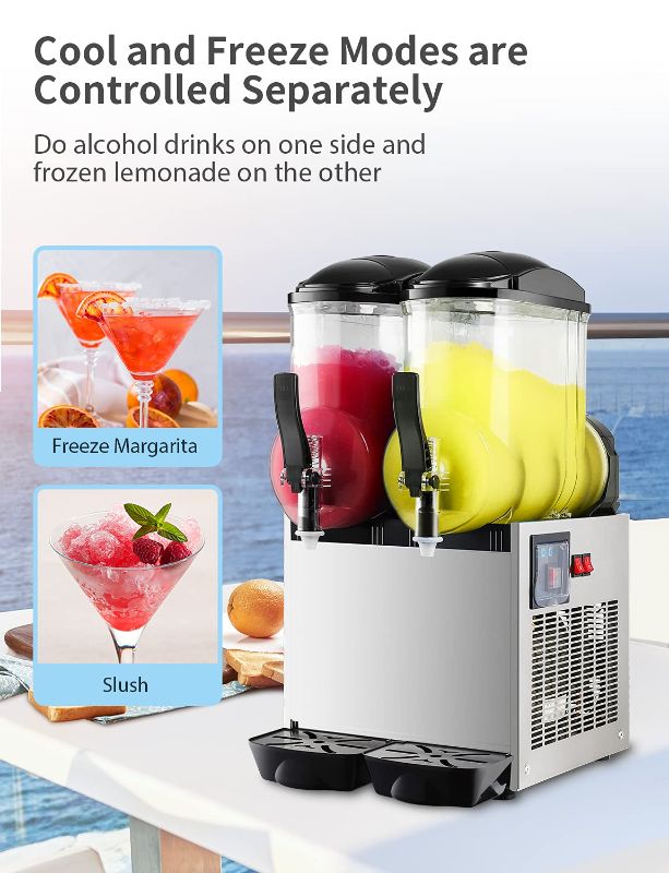 Photo 1 of Commercial Slushy Machine,30L Margarita Machine, Slush Frozen Drink Maker with Automatic Cleaning, Stainless Steel Margarita Smoothie Slushie Machine for Restaurant Bar Party