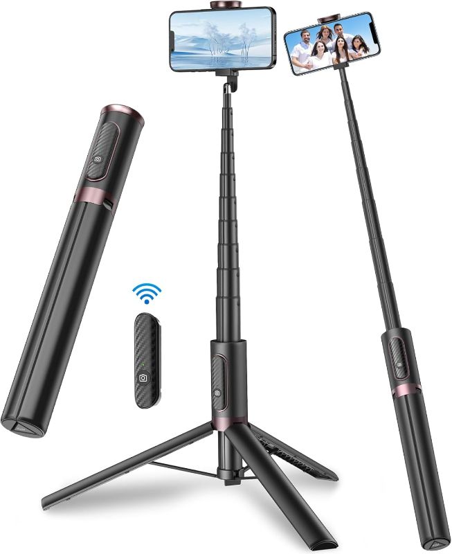 Photo 1 of Cell Phone Selfie Stick Tripod,Smartphone Tripod Stand All-in-1 with Integrated Wireless Remote,Portable,Lightweight,Extendable Phone Tripod for iPhone/Android(Black)