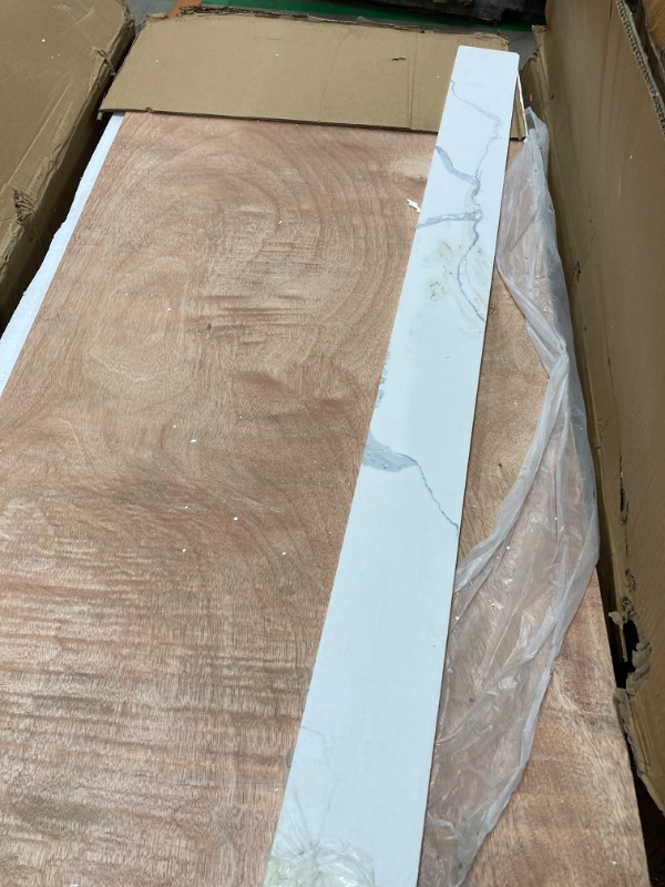 Photo 1 of 48 Inch Quartz Vanity Sink Top, Bathroom Vanity Top with Undermount Rectangular Middle Sink and 4" Height Backsplash, Pre-Drilled 8 Inch Faucet Hole Spread Vanity Top, Calacatta Luna