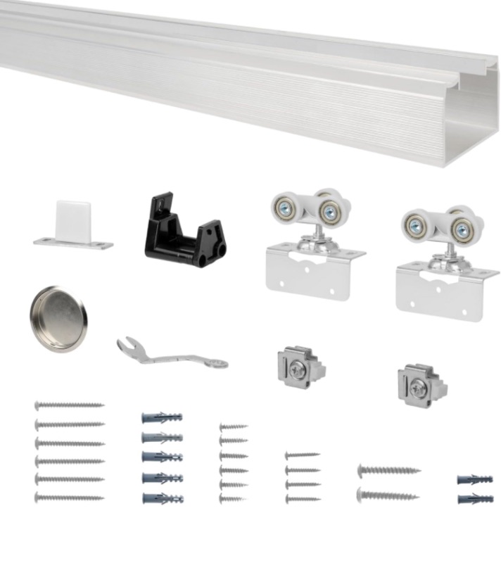 Photo 1 of DIYHD 96" Commercial Grade Aluminum Pocket Door Track Kit,Ceiling Mount Box Rail Sliding Door Hardware-Raw Material