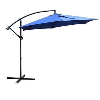 Photo 1 of 10 Ft. Market Offset Outdoor Patio Umbrella in Navy