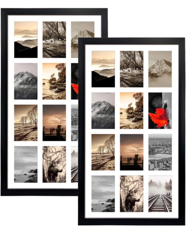 Photo 1 of 12 Opening 4x6 Black Collage Picture Frames Set of 2, Multiple Frames