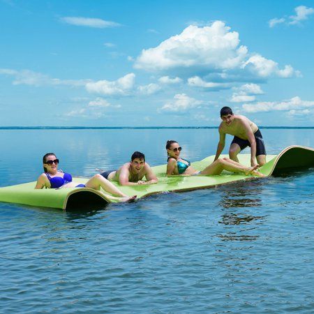 Photo 1 of Costway 3-Layer Floating Water Pad 12 X 6 Floating Oasis Foam Mat Green