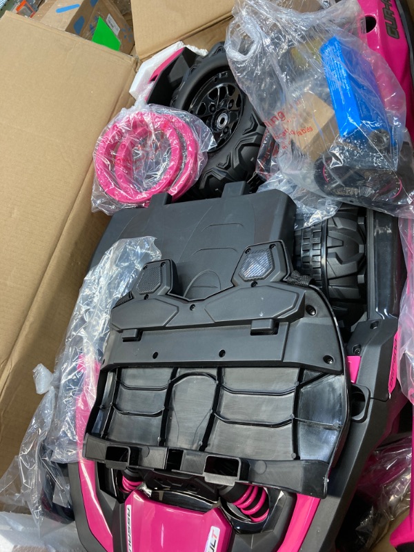 Photo 1 of  Ride on Toys Car Powered Ride on UTV Car Trucks with Remote Control 4 Wheeler Electric Vehicles Car for Kids with Bluetooth Music Spring
