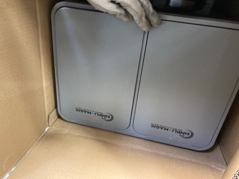 Photo 1 of 40 Liter Rectangular Hands-Free Dual Compartment Recycling Kitchen Step Trash Can with Soft-Close Lid, Brushed Stainless Steel (2 X 20L Capacity)