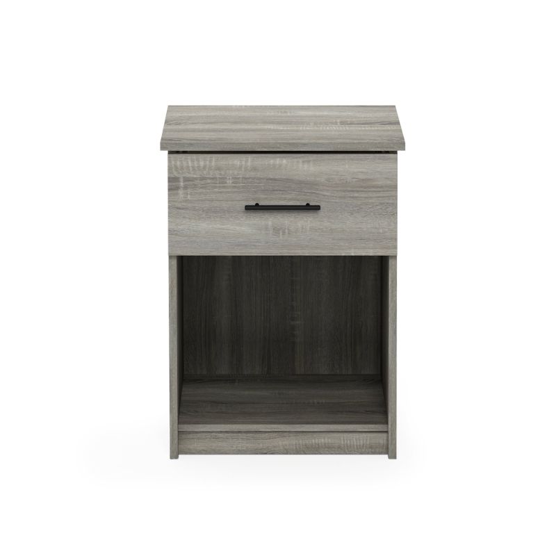 Photo 1 of Furinno Tidur Nightstand with Handle with One Drawer French Oak Grey