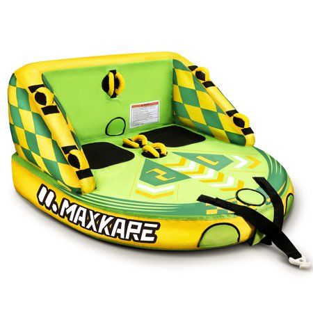 Photo 1 of Maxkare Inflatable Towable Tube for Boating Waterskiing with EVA Foam Seat Pads Towables for 1-2 Person-Green