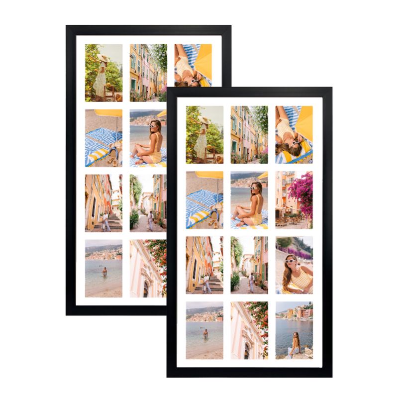 Photo 1 of 4x6 Collage Picture Frames 2 Pack, 12 Opening Black Multi Photo Frame with Mat Horizontal and Vertical for Wall Mount
