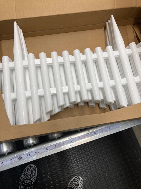 Photo 2 of 12Pcs White Plastic Decorative Garden Fence Panel 13 in x 24 in Each for Patio Landscape Vegetable Bed
