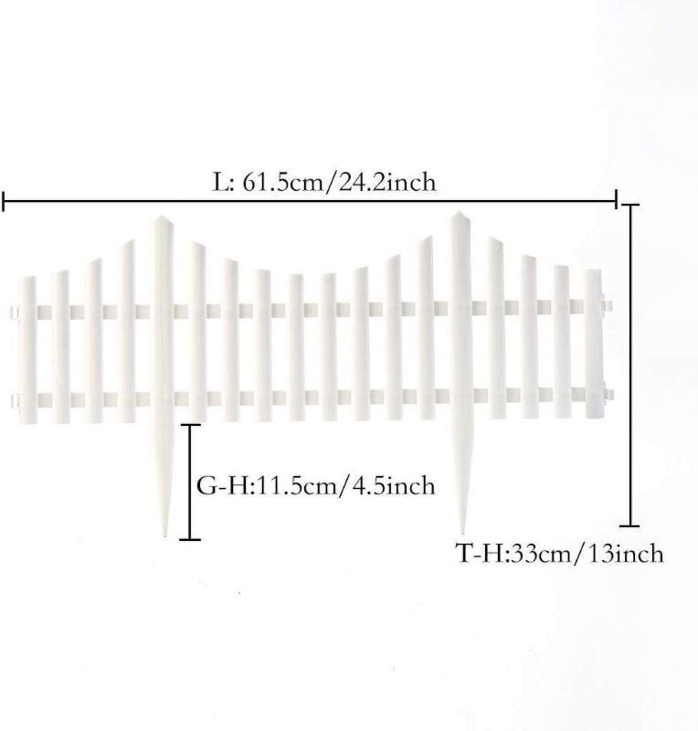 Photo 1 of 12Pcs White Plastic Decorative Garden Fence Panel 13 in x 24 in Each for Patio Landscape Vegetable Bed
