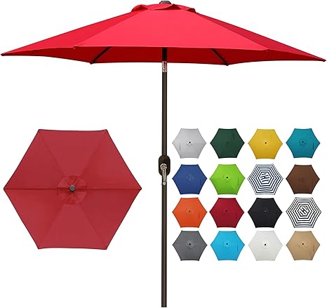 Photo 1 of ***(NO POLE)***
 7.5 ft Patio Umbrella, Yard Umbrella Push Button Tilt Crank (Red)
