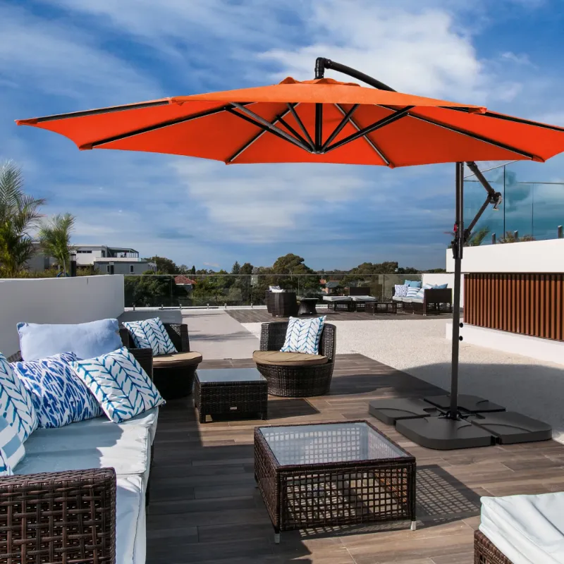 Photo 1 of JUSTLET 10' Outdoor Hanging Offset Cantilever Umbrella for Patio, Orange
