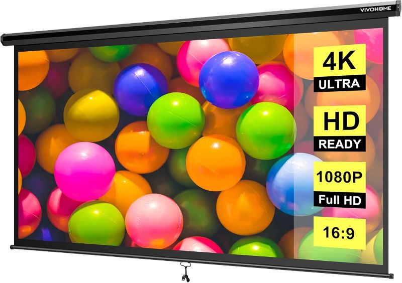 Photo 1 of 100 inch manual pull down projector screen black 