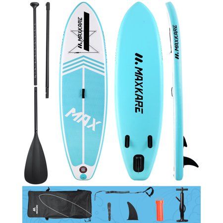 Photo 1 of 10 Inflatable Stand up Paddle Board 6 Thick SUP Paddle Board with Paddleboard Accessories Triple Action Pump Fishing Green