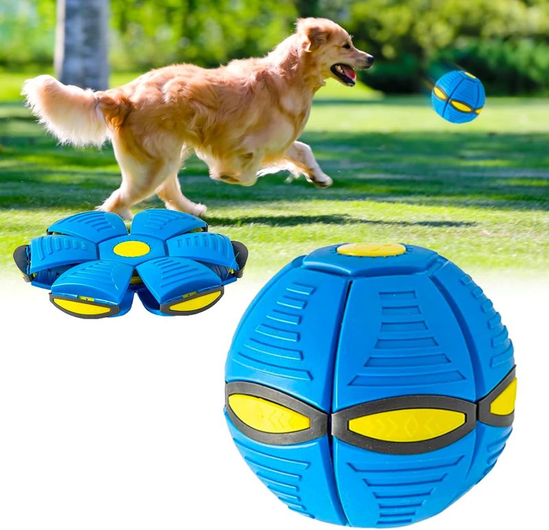 Photo 1 of 2024 New Doggy disc Ball, Interactive Flying Saucer Ball Dog Toys, pop up Ball for Dogs, Variable Form Pet Toys (Blue)
