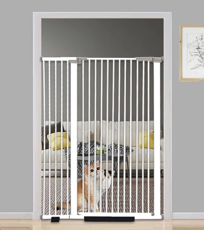 Photo 1 of 60" Extra Tall Cat Gate - 30-45" Wide Extendable Cat Barrier for Doorway - Pressure Mounted Cat gate for Doorway - Auto Close Extra Tall Pet Gate - Includes Extensions Kit - 60 inch Tall pet gate https://a.co/d/gJHb2Tf