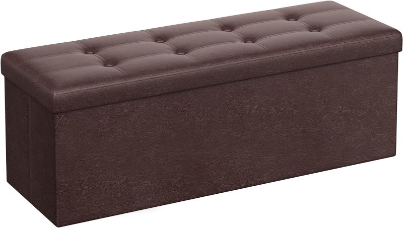 Photo 1 of Brown Folding Storage Ottoman Bench with Lid