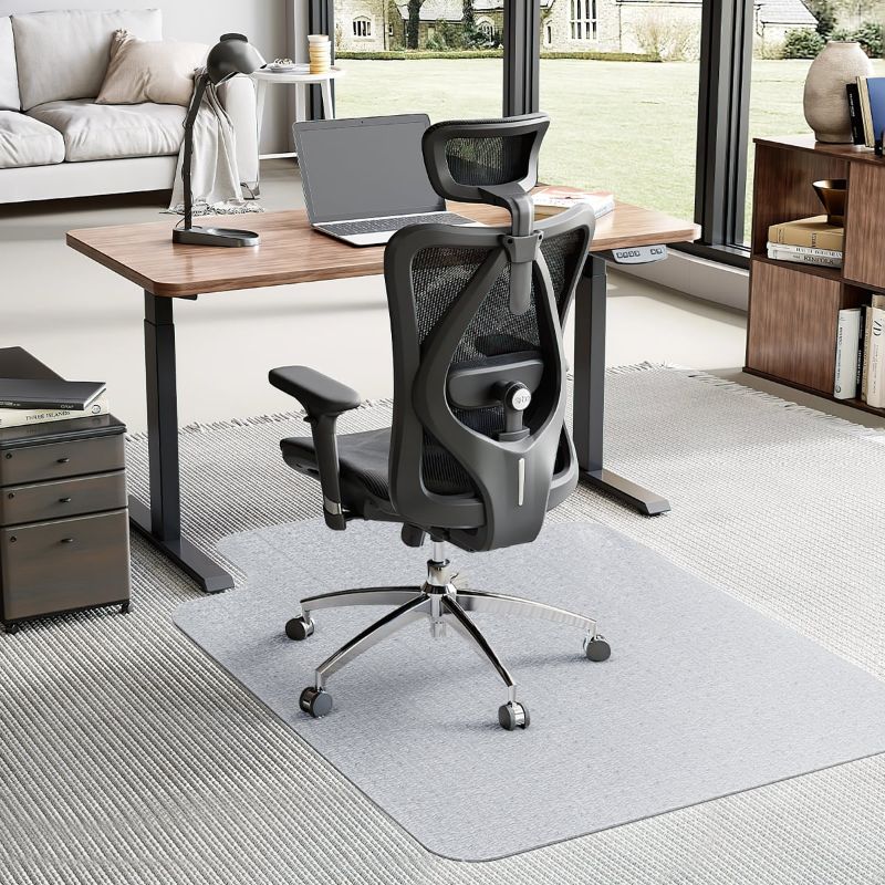 Photo 1 of Office Carpet Chair Mat with Lip, 45" x 53" Office Chair Mat, Transparent Carpet Floor Mats with Grippers for Work, Home, Gaming