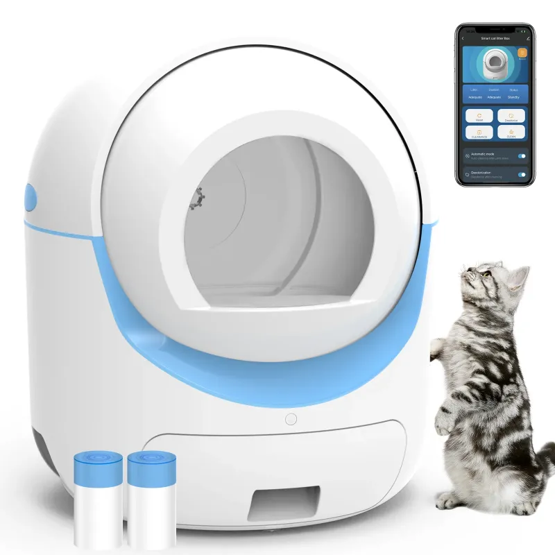 Photo 1 of REDSASA Automatic Self Cleaning Cat Litter Box with App Control Support WiFi, Intelligent Radar Smart Auto Litter Box with Liner, Blue
