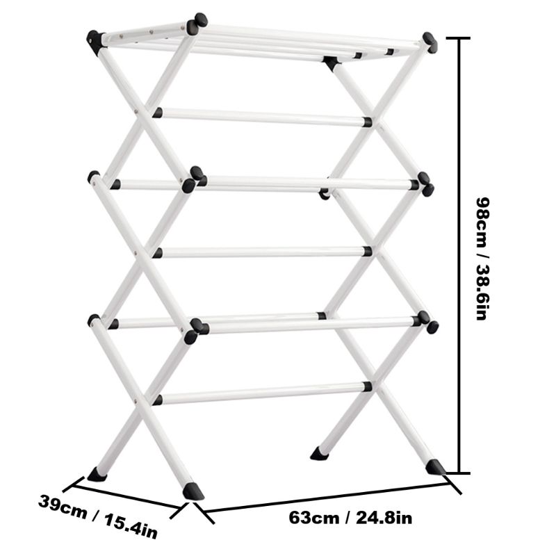 Photo 1 of Folding Drying Rack Metal Stand Hanging Saving Space Multifunction Home Laundry Clothes Towel Organizer
