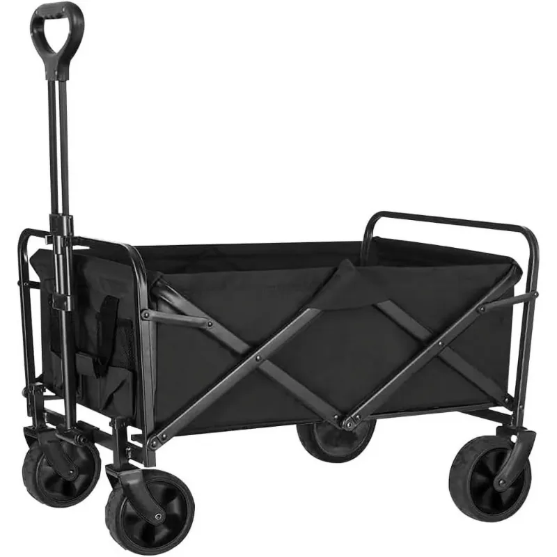 Photo 1 of Folding Wagon Cart Collapsible Outdoor Utility Wagon Heavy Duty Garden Carts Portable Grocery Wagon Adjustable Handle Beach Camping Wagon Carts with Cup Holders for Sports Shopping Garden
