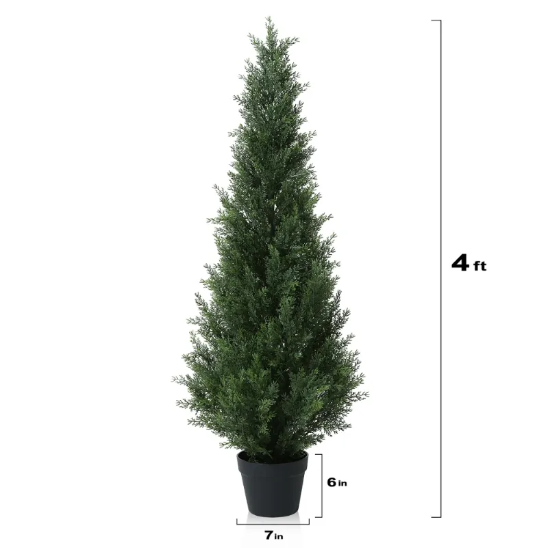 Photo 1 of 2 Pack 67 Inch Artificial Topiary Cedar Tree Pot Indoor/Outdoor Plants, Artificial Cedar Topiaries FakeTrees Potted Plants in Plastic Pot https://a.co/d/2iHCxv3