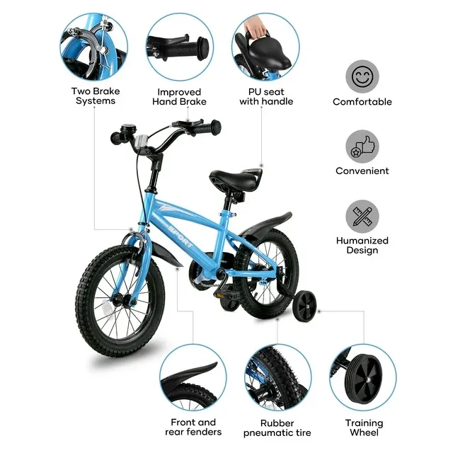 Photo 1 of  
ONLYGU Kids Bike for Boys & Girls Ages 3-7, 14 16 Inch Kids Bike with Hand & Foot Brakes, Easy Assembly, Sturdy Design for Safe Riding https://a.co/d/iCmNZVM