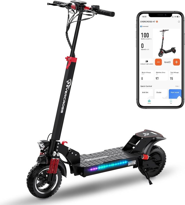 Photo 1 of EVERCROSS H7 Commuter Foldable Electric Scooter with seat, Equipped with 800W Motor, Maximum Speed of 45 km/h, 60 km Range, Equipped with 10-inch Solid Off-Road Tires