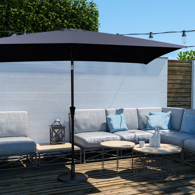 Photo 1 of JUSTLET 6.5' x 10' Rectangular Patio Umbrellas, Outdoor Umbrella for Chair, Navy Blue