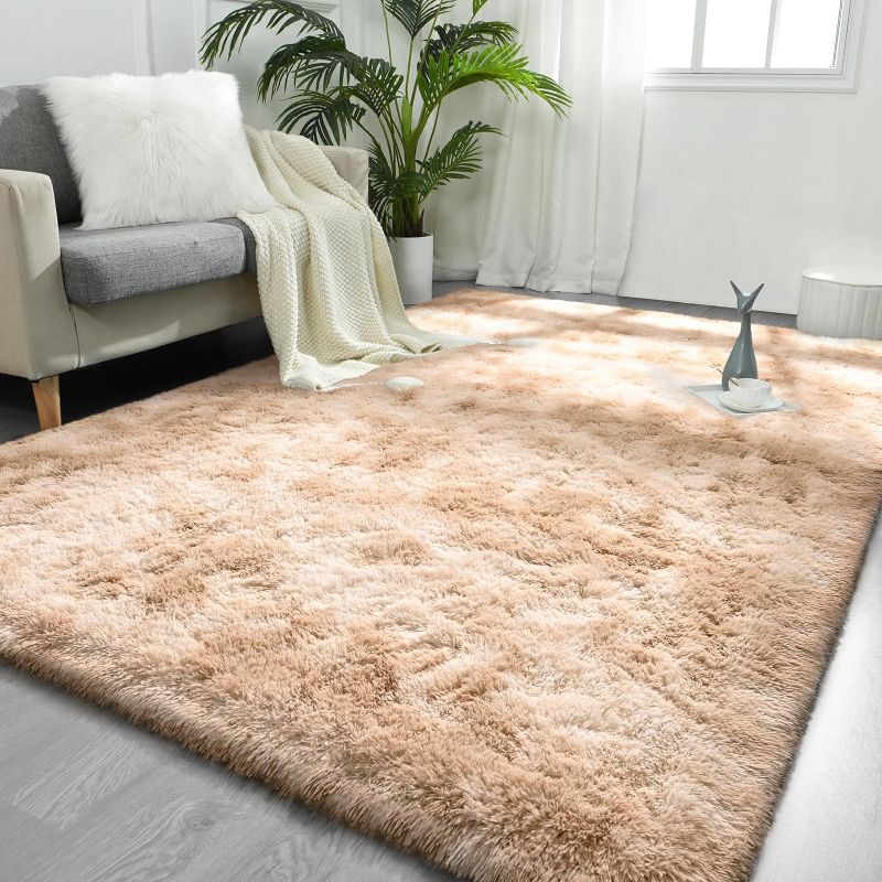 Photo 1 of LOCHAS Ultra Soft Indoor Modern Area Rugs Fluffy Living Room Carpets for Children Bedroom Home Decor Nursery Rug 8x10 Feet, Orange Khaki