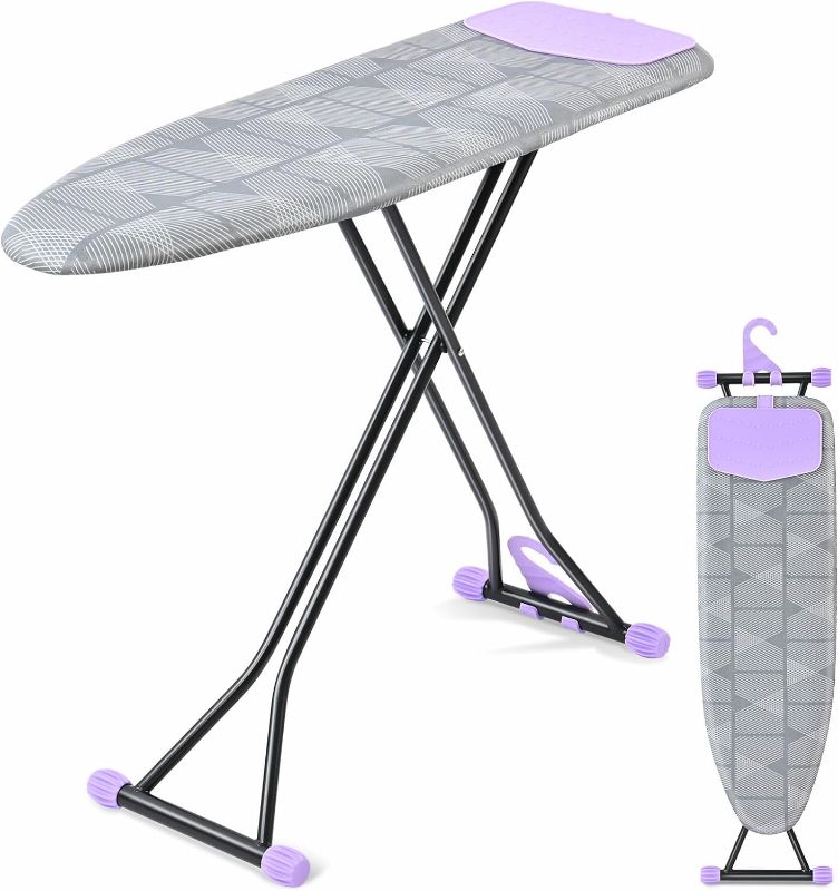 Photo 1 of APEXCHASER Ironing Board, Ironing Boards with Iron Rest, Extra Thick Cover and Pad, Height Adjustable, Easy Storage with Smart Hanger 13x43 Grey